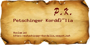 Petschinger Kordélia névjegykártya